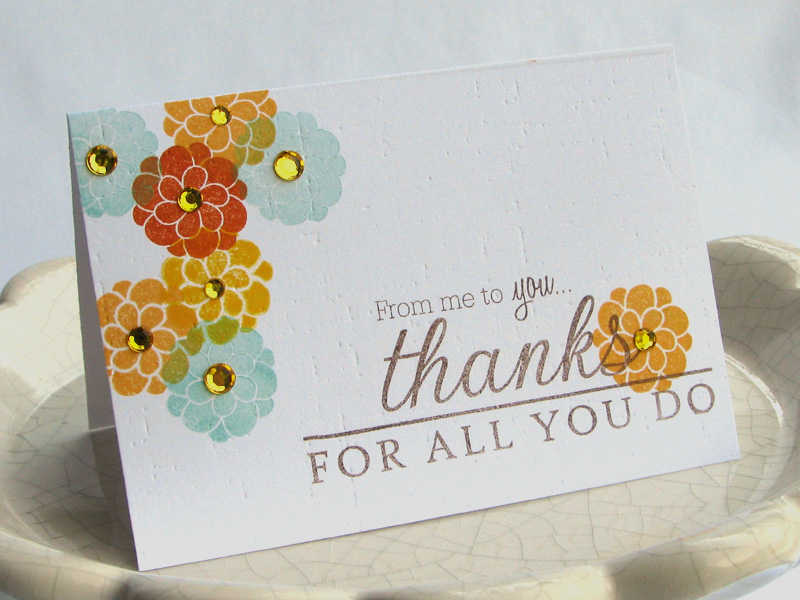 Stamps - Flower Fusion #6, Think Big Favorites #6<br />
CS - White<br />
Ink - Summer Sunrise,...