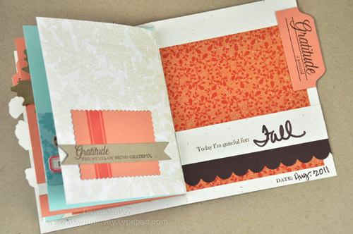 Paper: kraft, rustic cream, melon berry, dark chocolate<br />
Stamps: Gratitude Journal<br />...