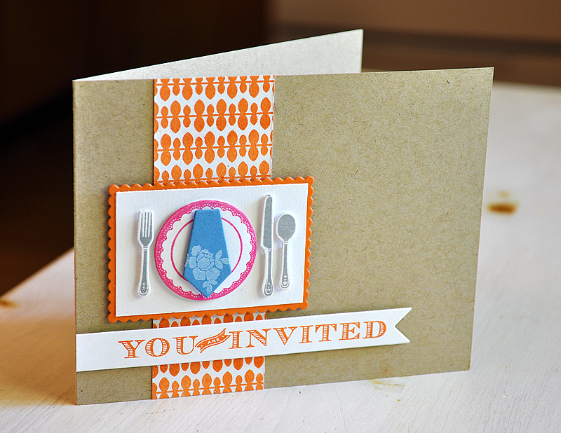 Stamps:  Table Service &amp; Background Basic: Vines<br />
Ink:  Orange Zest, Hibiscus Burst,...