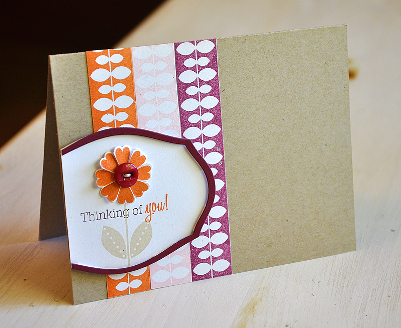 Stamps:  Flower Fusion #7 &amp; Background Basics: Vines<br />
Ink:  Scarlet Jewel, Orange...