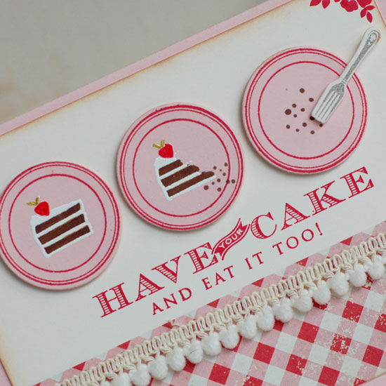 Stamps:  Table Service<br />
Ink: Pure Poppy, Smokey Shadow, VersaMark<br />
Cardstock:  Sweet...