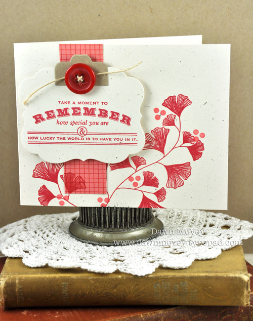 Paper: rustic cream, kraft, It's Official<br />
Stamps: Harvest Berries<br />
Ink: pure...