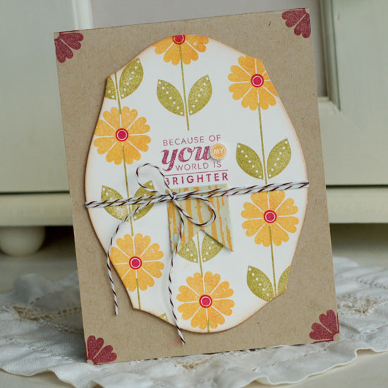 Stamps:  Flower Fusion #7, Modern Wood Mats<br />
Ink:  Summer Sunrise, Ripe Avocado, Pure...