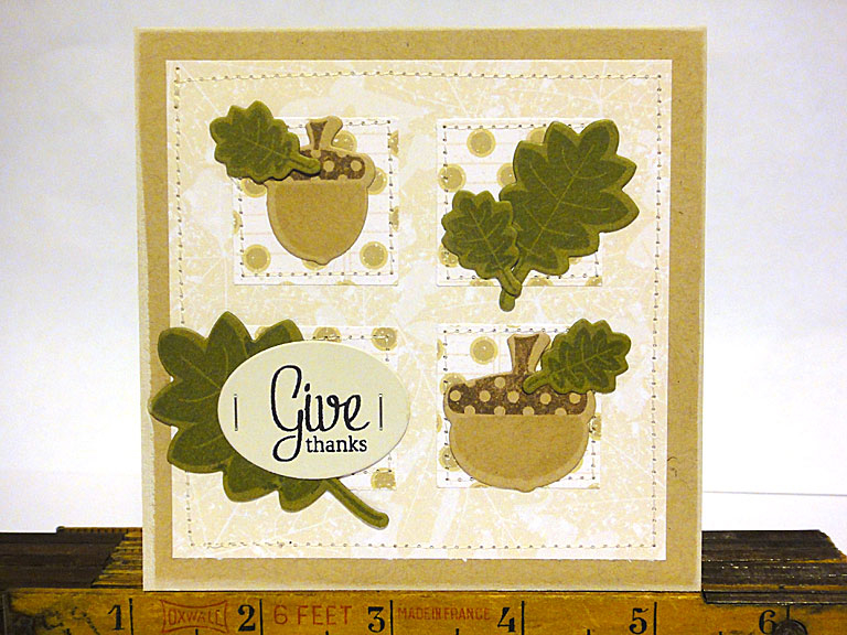stamps: Autumn Acorn<br />
<br />
ink: True Black, Fresh Snow, Dark Chocolate, Ripe Avocado,...