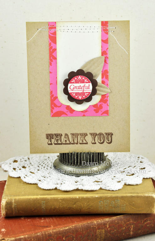 Paper: rustic cream, kraft, dark chocolate, damask designs<br />
Stamps: Gratitude Journal, Say...