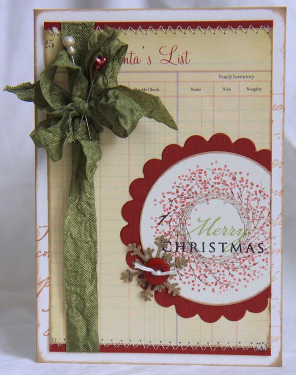 The base for this card is a journaling card. I embellished it using seam binding, pins and a...