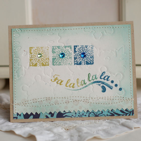 Stamps:  Winter Cheer<br />
Ink:  Ripe Avocado, Ocean Tides, Enchanted Evening, Latte (A...