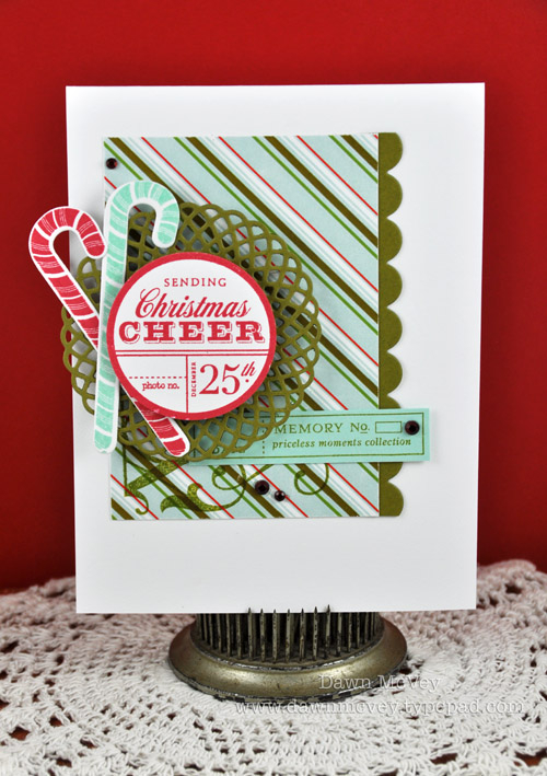 Paper: stamper's select white, ripe avocado, Candy Cane Christmas<br />
Stamps: Holiday...