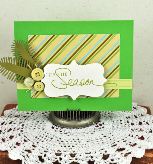 Paper: rustic cream, new leaf, spring moss, ripe avocado, candy cane prints<br />
Stamps: Think...
