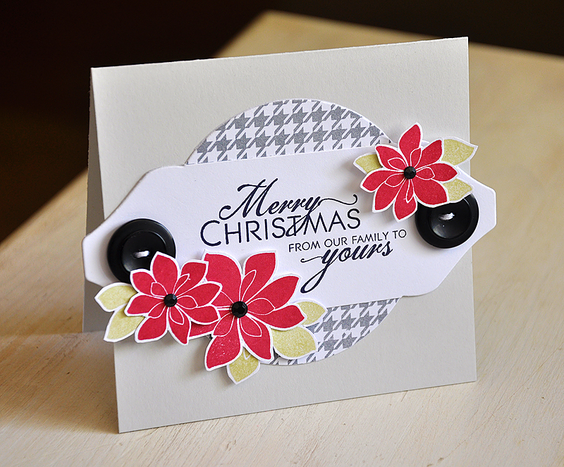 Stamps: Background Basics: Houndstooth and Bells &amp; Boughs<br />
Ink: Pure Poppy, Spring...