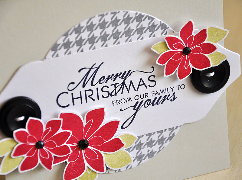 Stamps: Background Basics: Houndstooth and Bells &amp; Boughs<br />
Ink: Pure Poppy, Spring...