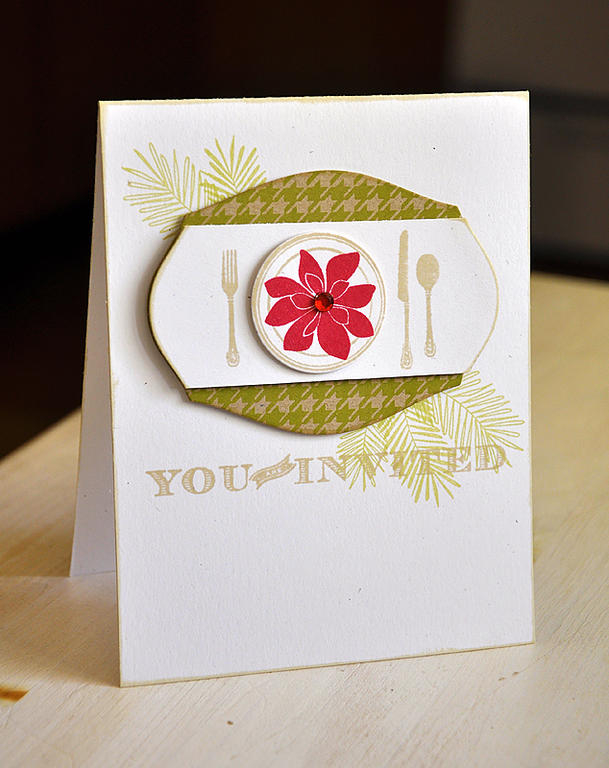 Stamps: Bells &amp; Boughs, Table Service &amp; Background Basics: Houndstooth<br />
Ink:...