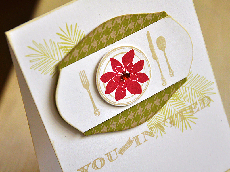Stamps: Bells &amp; Boughs, Table Service &amp; Background Basics: Houndstooth<br />
Ink:...