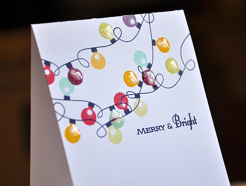 Stamps:  Holiday Lights<br />
Ink:  True Black, Summer Sunrise, Plum Pudding, Aqua Mist, Spring...