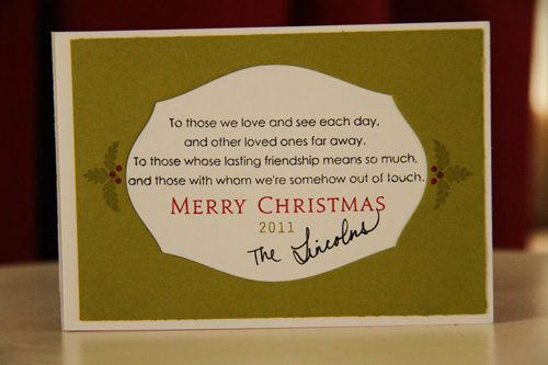 Holiday Card<br />
<br />
Stamps: Holiday Photo Finishers, Inside/Out: Holiday, Library Ledger...