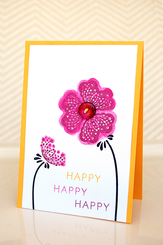 {Happy Happy Happy} card<br />
Stamps - Flower Fusion #8, Stylish Sentiments: Holiday,...