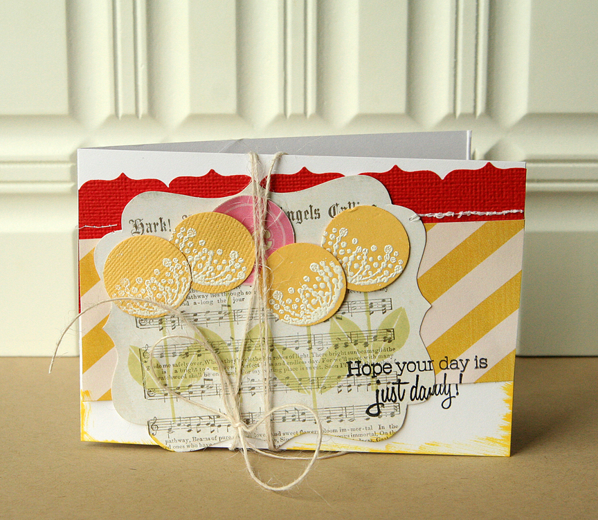 Stamps: Flower Fusion #8<br />
Ink: True Black, Fresh Snow, Spring Moss<br />
Paper: red,...