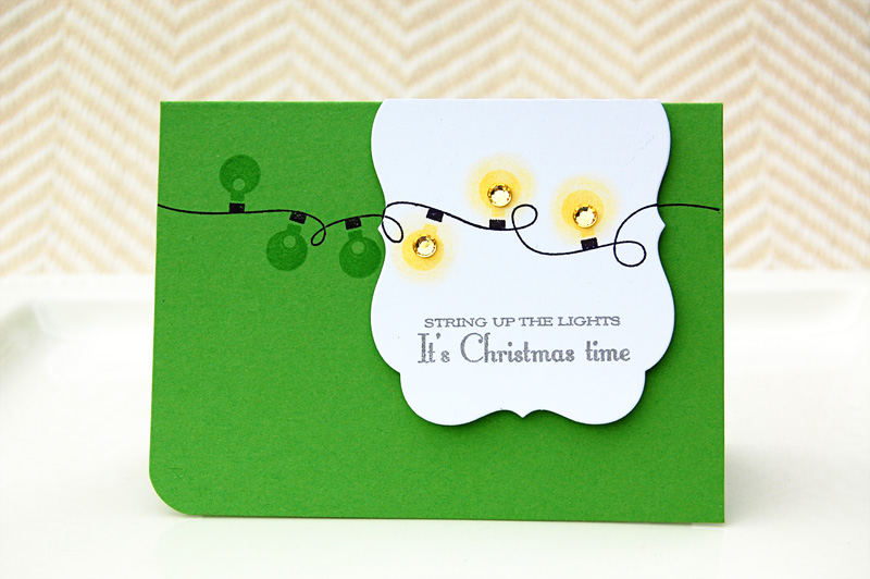 Stamps - Holiday Lights<br />
Cardstock - White, New Leaf<br />
Ink - True Black, VersaMark<br...