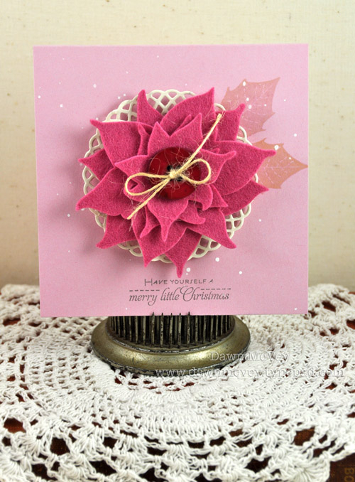 Paper: rustic cream, lavender moon<br />
Stamps: Christmas Poinsettia<br />
Ink: smokey...