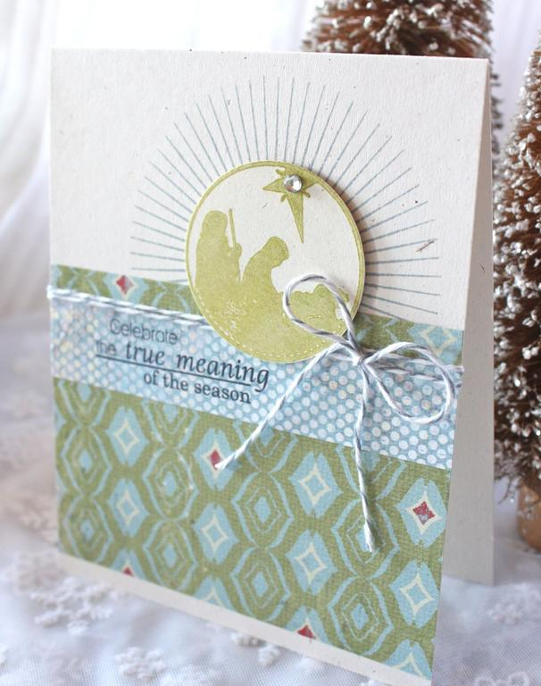 Stamps:Star of Wonder<br />
Ink:Spring Moss, non PTI blue<br />
Paper:non PTI patterned paper,...
