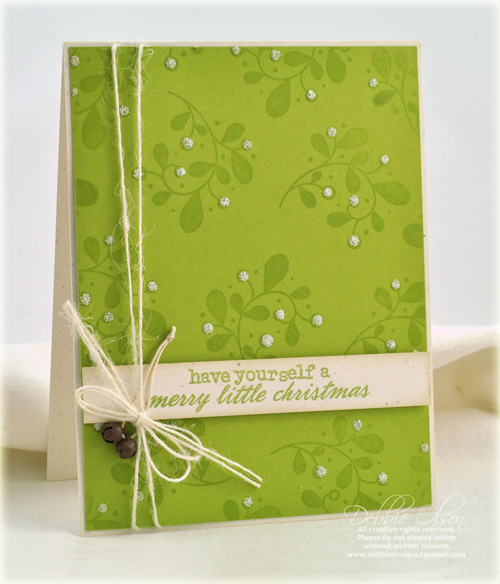 Stamps: Winterberry<br />
Cardstock: Simply Chartreuse, Rustic Cream<br />
Ink: Versamark...