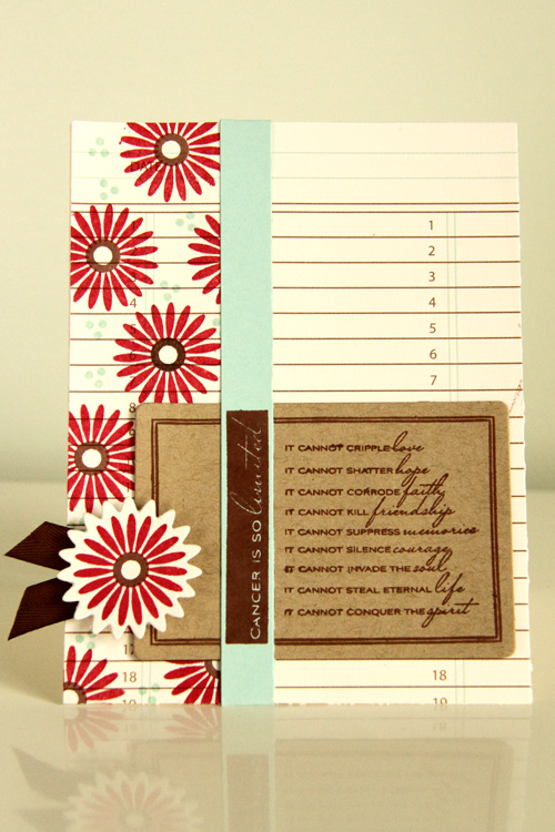 Cancer is so Limited<br />
Stamps: Faith &amp; Hope, Button Boutique, Floral Fusion #9, Harvest...