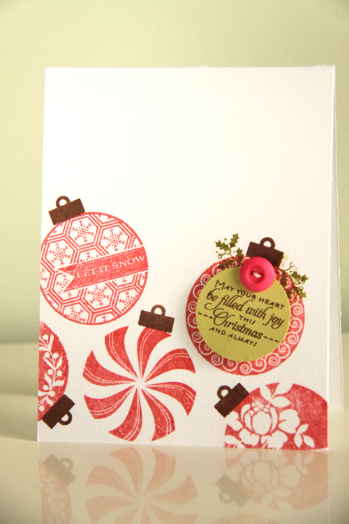 Ornament Card:<br />
<br />
Stamps: 2011 Holiday Tags, Tag-its #9, Candy Cane Christmas<br />...