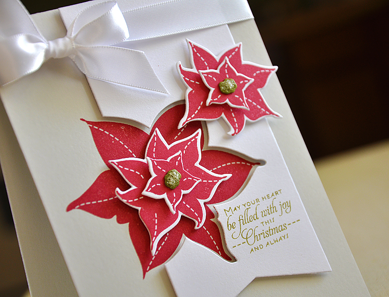 Stamps:  Christmas Poinsettia<br />
Ink: Pure Poppy &amp; Ripe Avocado<br />
Cardstock:  Soft...