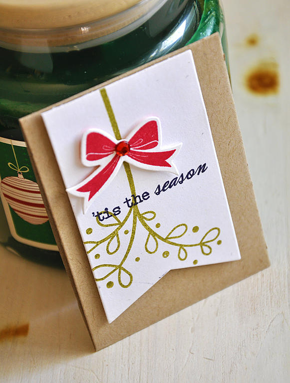 Stamps:  Winterberry, Bells &amp; Boughs and Tag-it's #9<br />
Ink:  Ripe Avocado, Pure...