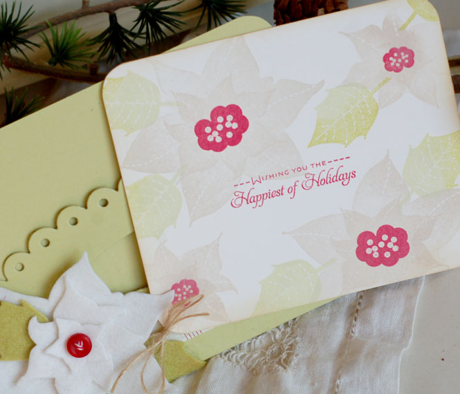 Stamps:  Christmas Poinsettia<br />
Ink:  Pure Poppy, Latte (A Muse)<br />
Cardstock:  Vintage...