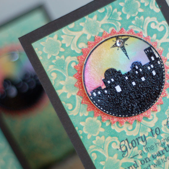 Stamps:  Star of Wonder<br />
Ink:  VersaMark, Hawaiian Shores, Momento Tuxedo<br />...