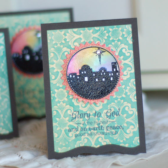 Stamps:  Star of Wonder<br />
Ink:  VersaMark, Hawaiian Shores, Momento Tuxedo<br />...