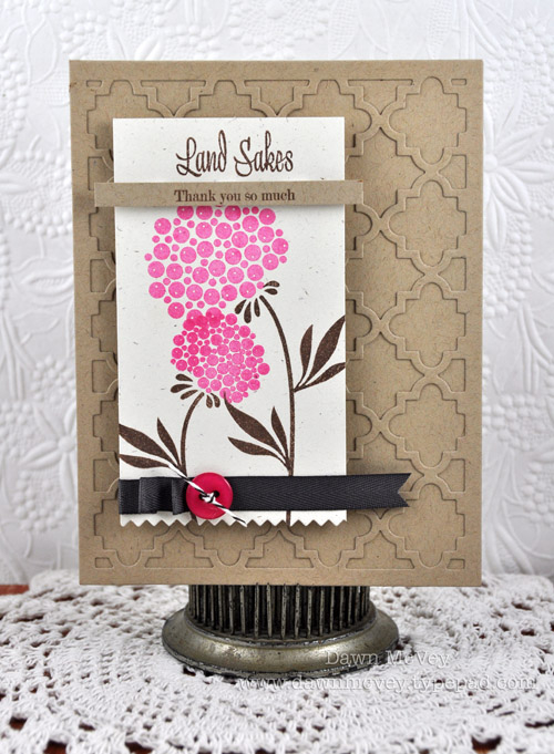 Paper: kraft, rustic cream<br />
Stamps: Glory Be, Daydreamer<br />
Ink: raspberry fizz, dark...