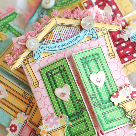 Stamps:  Door to Door, BB: Circles<br />
Ink:  Hibiscus, Summer Sunrise, Aqua Mist, Memento...