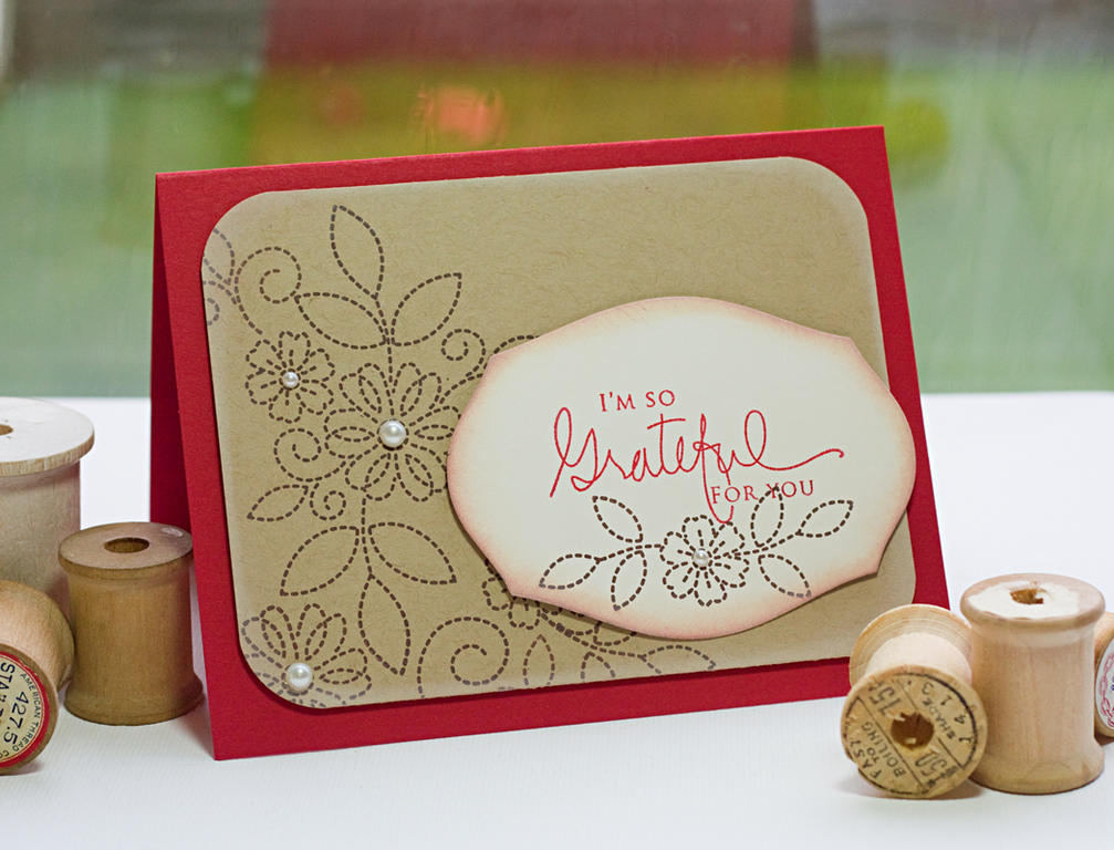 Grateful<br />
<br />
    Stamps- Stitches &amp; Swirls, Signature Greetings<br />
    Ink-...