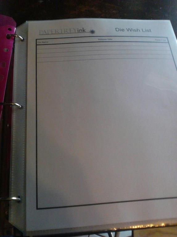 DIE WISH LIST - AGAIN NOT FILLED OUT YET, BUT I DO HAVE A LIST!!!