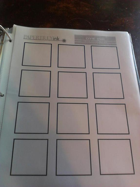 PREMIUM DYE INK PAGE.  WILL STAMP AN IMAGE IN EACH INK COLOR FOR REFERENCE