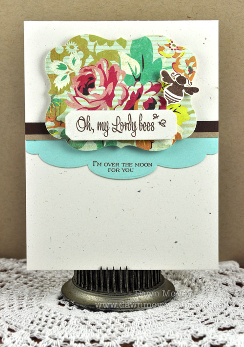 Paper: rustic cream, kraft, dark chocolate, aqua mist, Basic Grey Hello Luscious<br />
Stamps:...