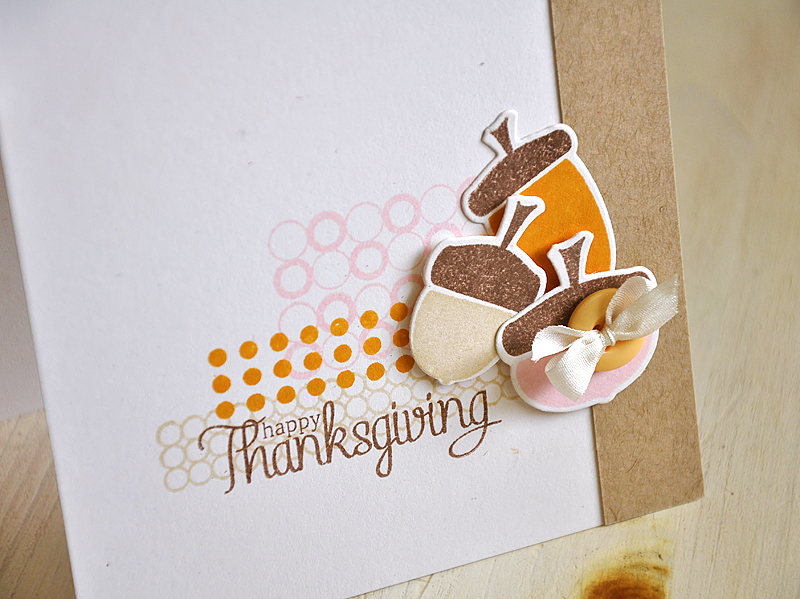 Stamps: Autumn Acorns &amp; Background Basic: Circles<br />
Ink: Dark Chocolate, Sweet Blush,...