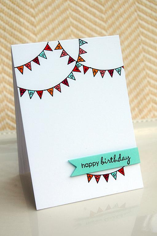 {Happy Birthday Banners} card<br />
Stamps - Tag-its #10<br />
Cardstock - White, Aqua Mist<br...