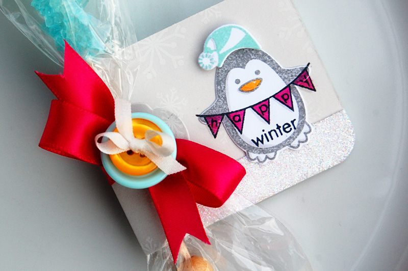 {Happy Winter} candy wrap<br />
Stamps - Winter Penguin<br />
Cardstock - Soft Stone, White<br...