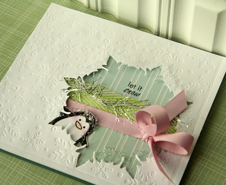 Stamps: Winter Penguin<br />
Ink: True Black<br />
Paper: White cardstock, blue paper by...