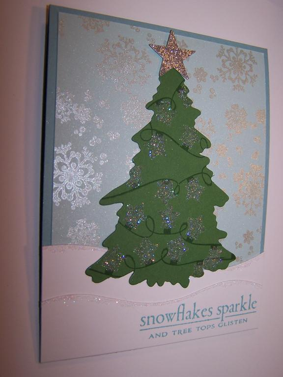 Make It Monday # 41 ~ Papertrey stamps &amp; dies, Glitter on tree &amp; Pearl Ex for snowflakes...
