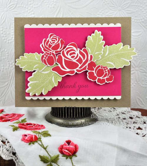 Paper: rustic cream, kraft, raspberry fizz<br />
Stamps: Rosie Posie, mat stack 1 collection<br...