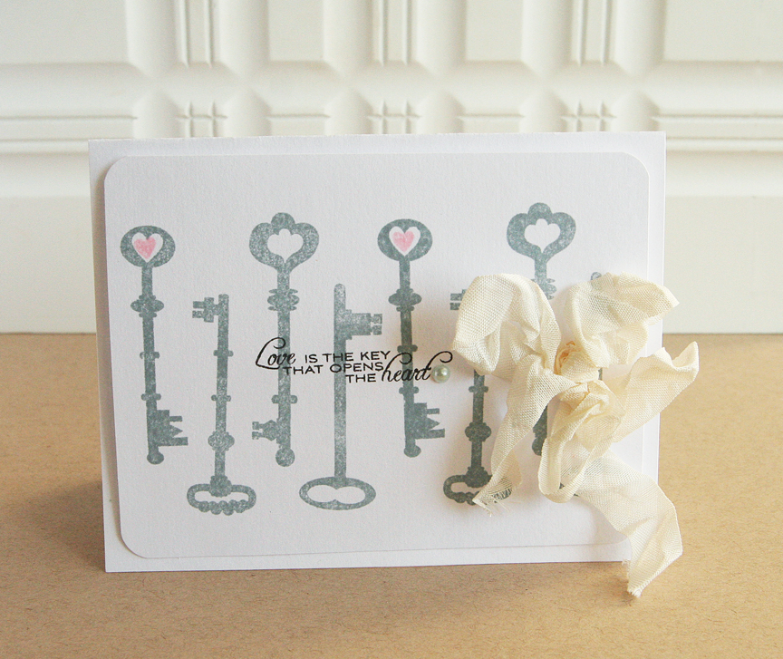 Stamps: Lock &amp; Key<br />
Ink: Smokey Shadow, True Black, Sweet Blush<br />
Paper: white...