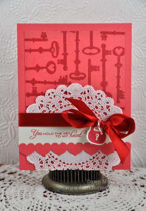 Paper: rustic cream, berry sorbet<br />
Stamps: Lock &amp; Key<br />
Ink: pure poppy<br />...