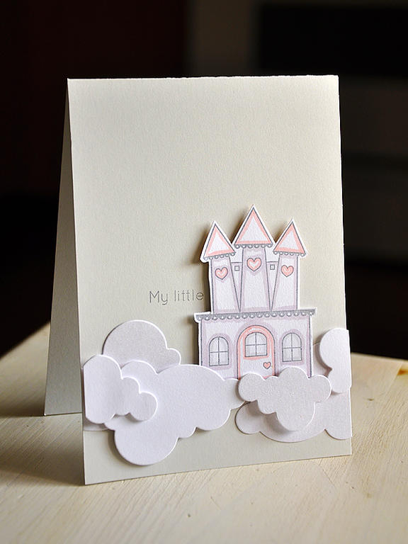 Stamps:  Little Princess<br />
Ink: Gray<br />
Cardstock:  Soft Stone, White &amp; White...