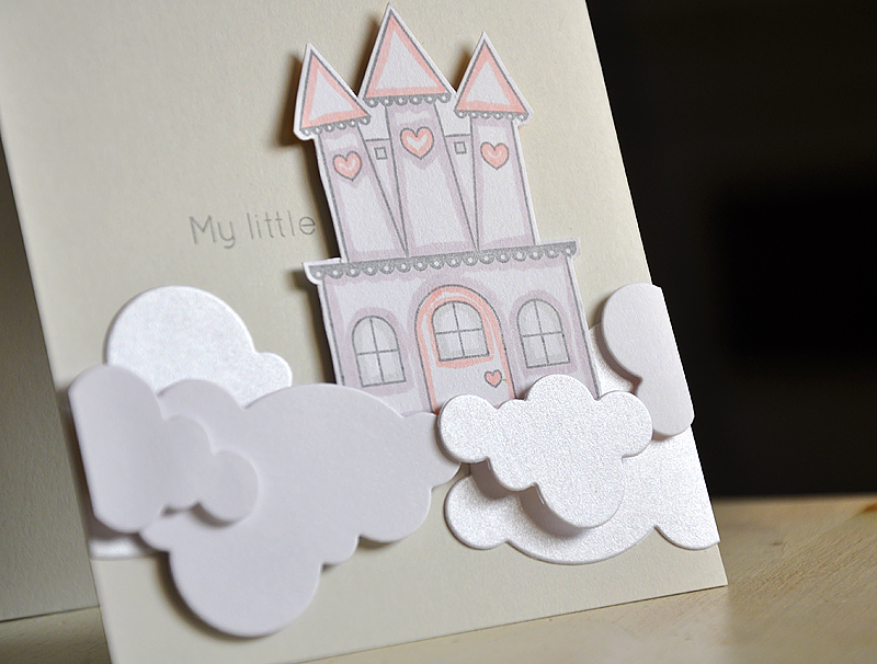 Stamps:  Little Princess<br />
Ink: Gray<br />
Cardstock:  Soft Stone, White &amp; White...