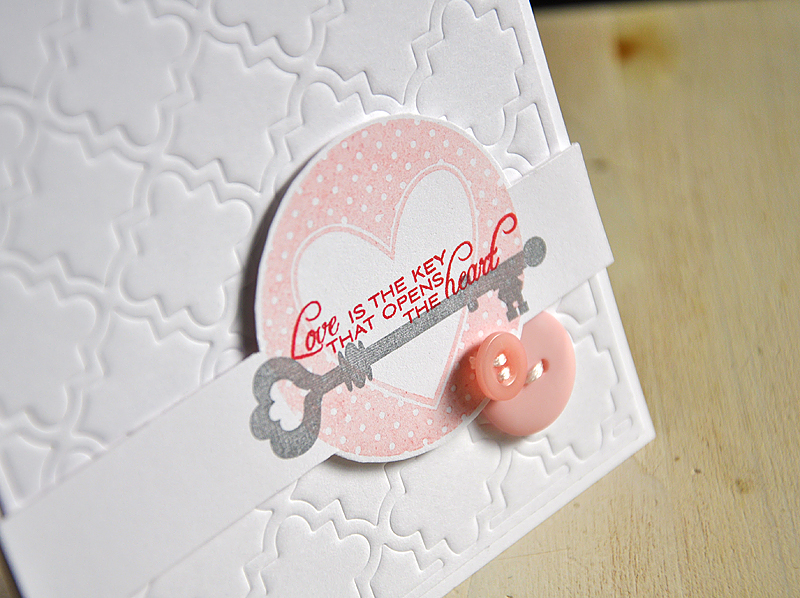 Stamps:  Tag-its #11 and Lock &amp; Key<br />
Ink:  Sweet Blush, Pure Poppy &amp; Gray<br />...
