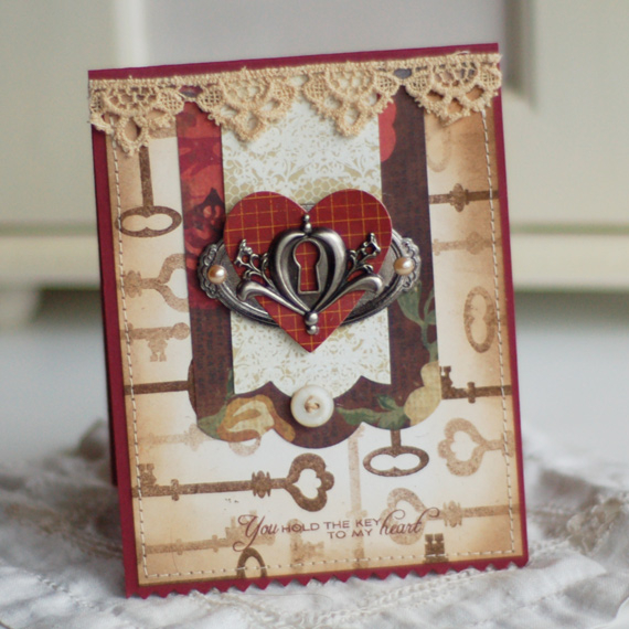Stamps:  Lock &amp; Key<br />
Ink:  Walnut Stain Distress Ink<br />
Cardstock:  Rustic Cream,...